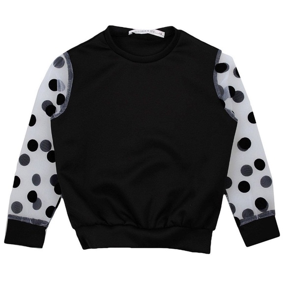 Victoria & Stella Polk A Dot Mesh Sweatshirt Size 6 - Picture 1 of 8